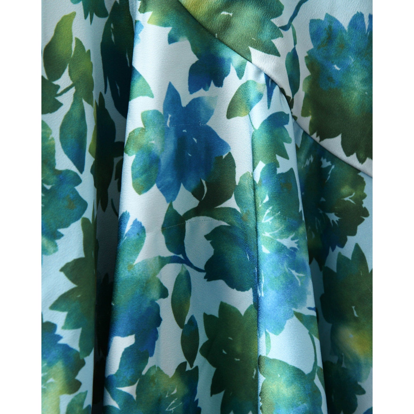 AMUR Blue Floral Halter Gown with Ruffle Detail (Size 8) - Wind & Song