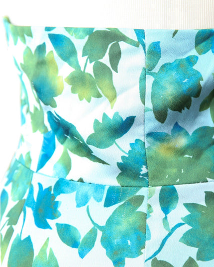 AMUR Blue Floral Halter Gown with Ruffle Detail (Size 8) - Wind & Song