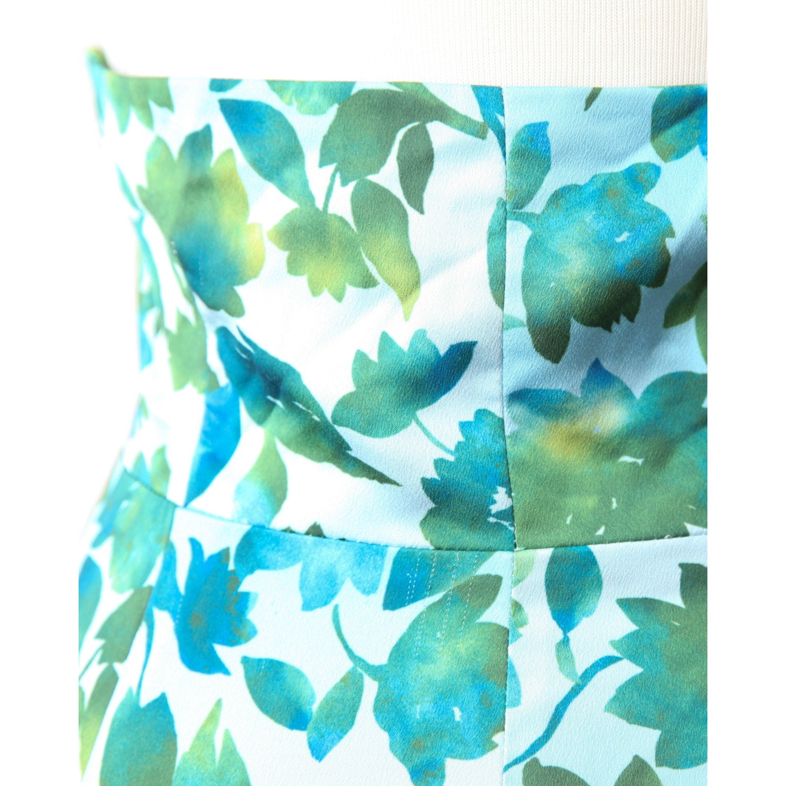 AMUR Blue Floral Halter Gown with Ruffle Detail (Size 8) - Wind & Song