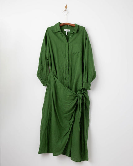 Apiece Apart Alessandra Sarong Shirt Dress in Green - Wind & Song