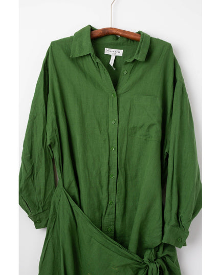 Apiece Apart Alessandra Sarong Shirt Dress in Green - Wind & Song