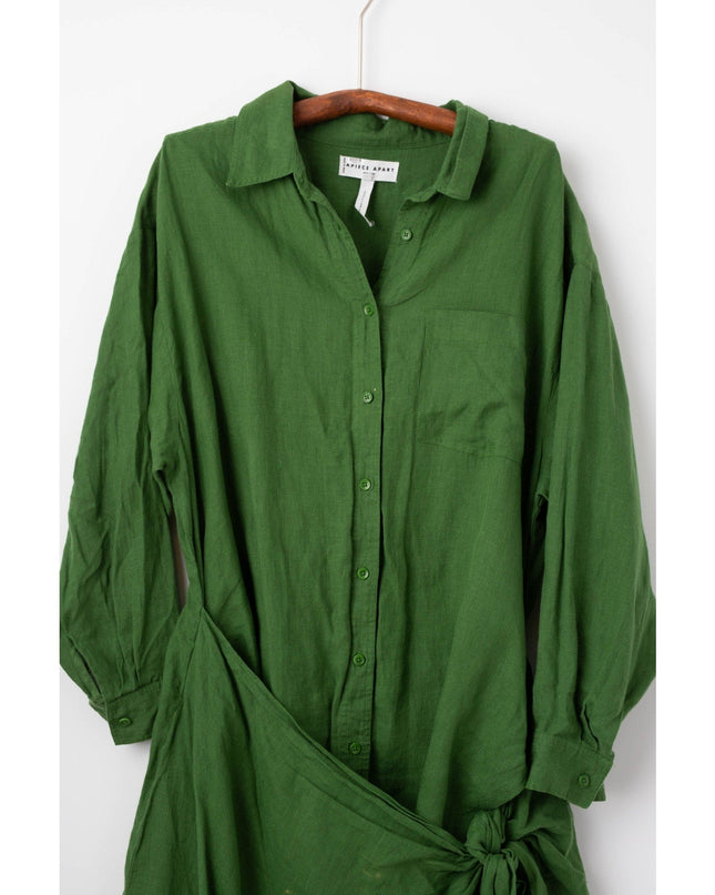 Apiece Apart Alessandra Sarong Shirt Dress in Green - Wind & Song