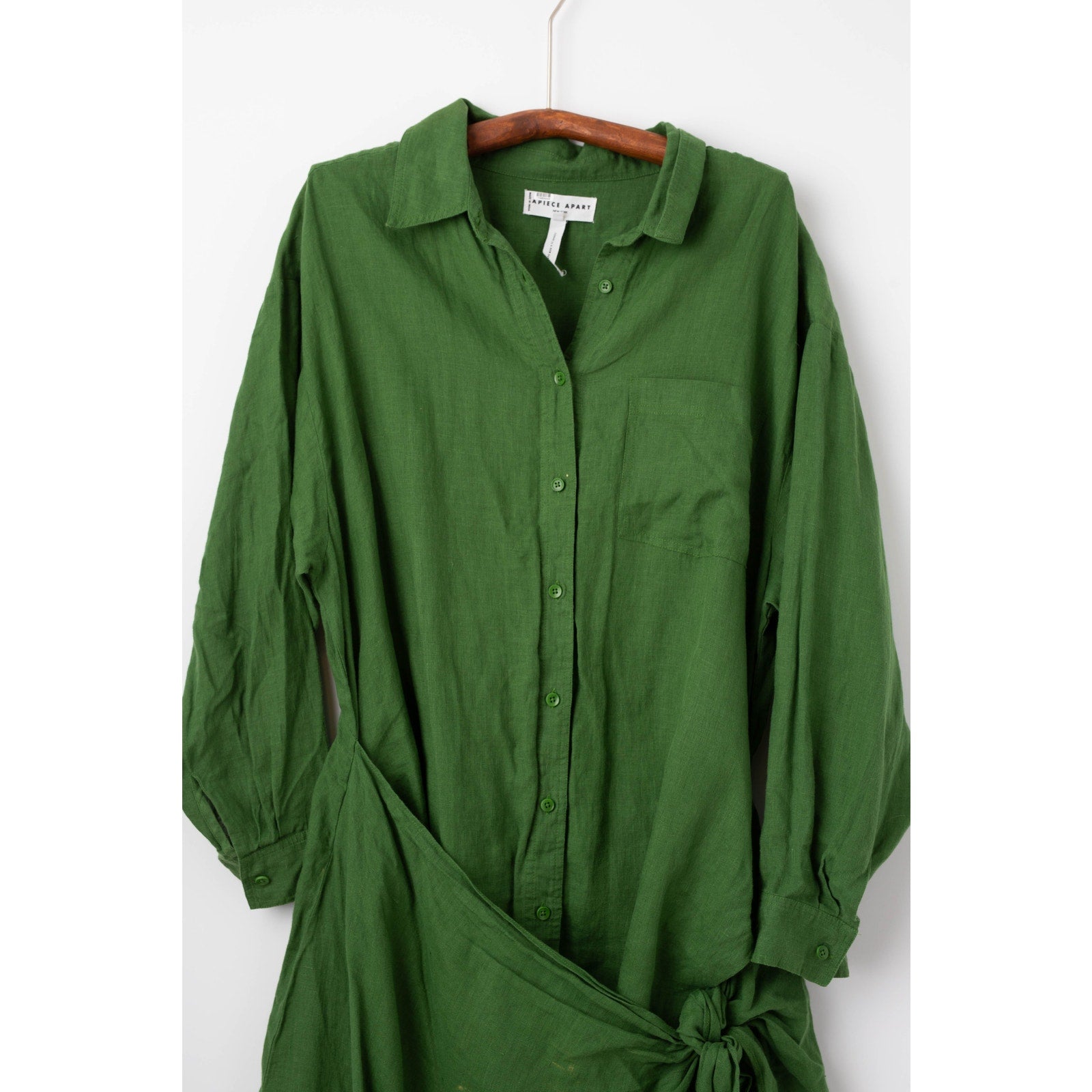 Apiece Apart Alessandra Sarong Shirt Dress in Green - Wind & Song