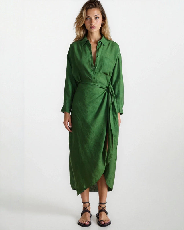 Apiece Apart Alessandra Sarong Shirt Dress in Green - Wind & Song