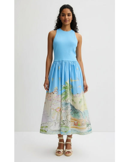 ALÉMAIS Blue Anouk Tank Midi Dress