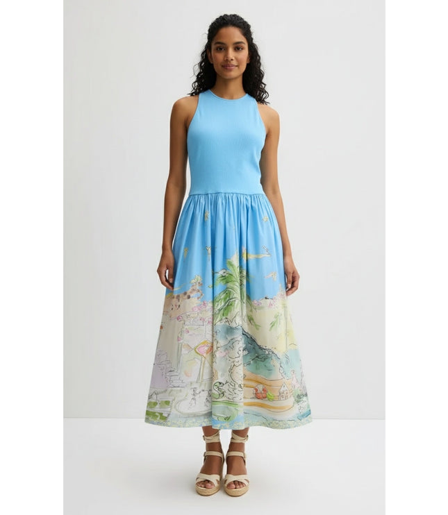 ALÉMAIS Blue Anouk Tank Midi Dress