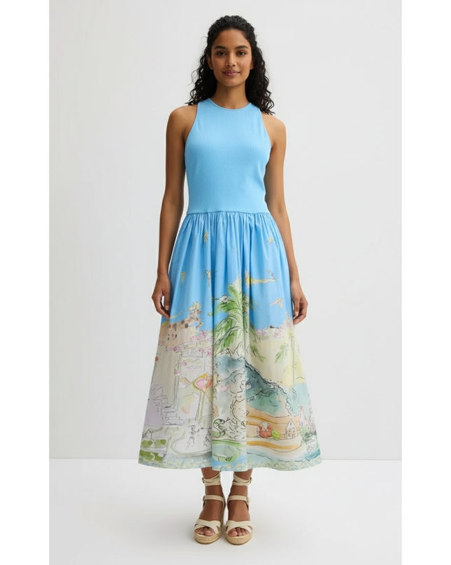 ALÉMAIS Blue Anouk Tank Midi Dress