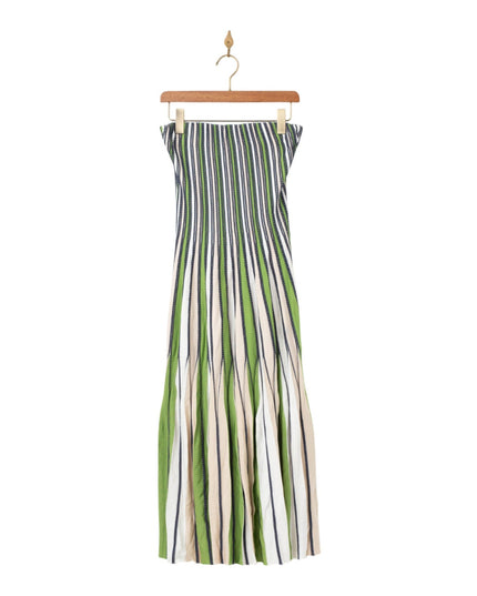 SIMKHAI Soleil Striped Knit-Jersey Midi Dress – Green – Size L- Pre-owned