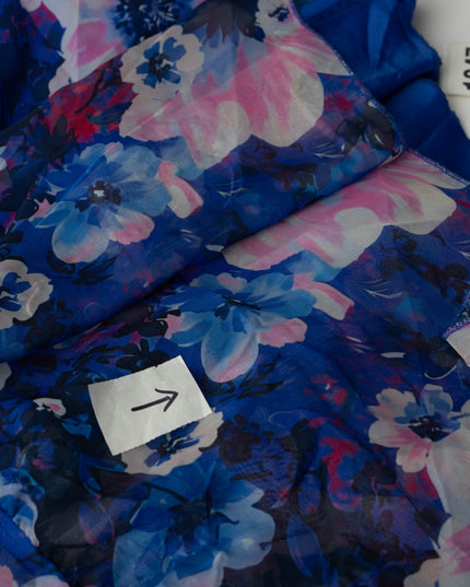Ieena for Mac Duggal Blue Floral Cutout Gown