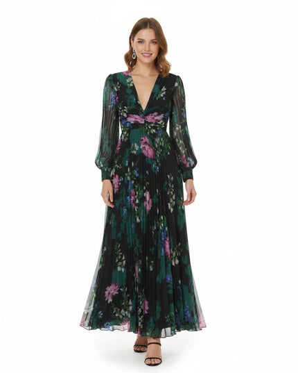 Badgley Mischka Black Floral Ruffled Gown (Size 0) - Wind & Song