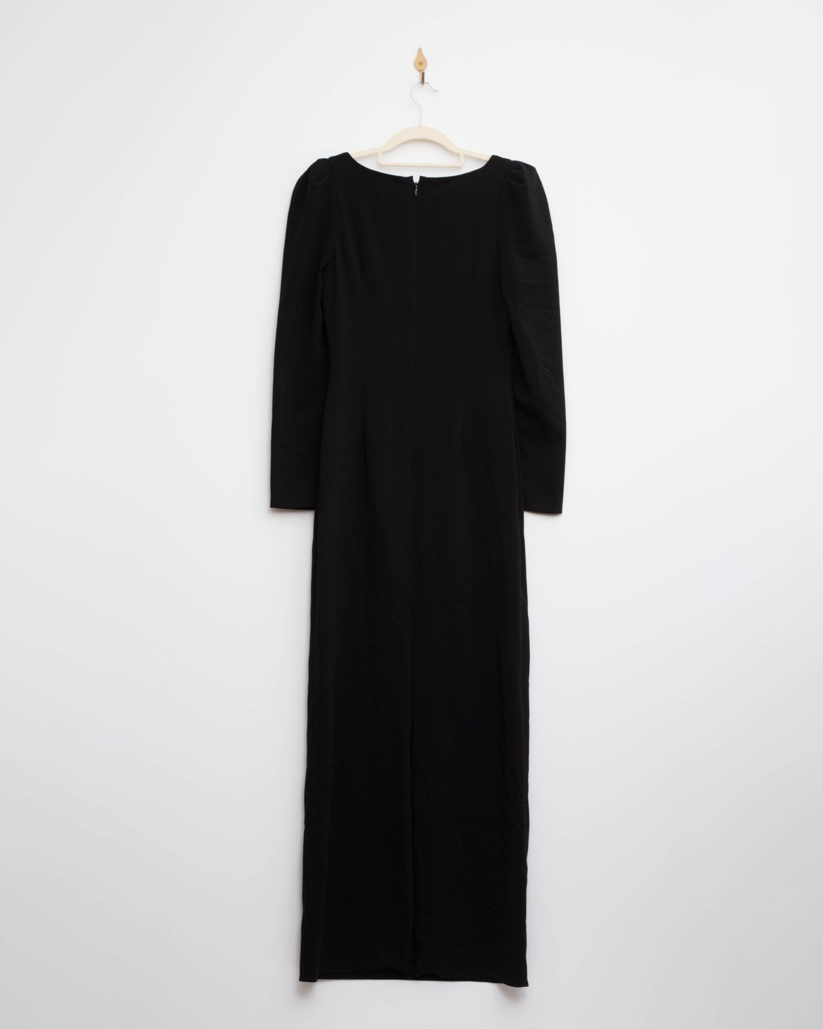 Badgley Mischka Black Puff Sleeves Gown in Black Size 4 - Wind & Song