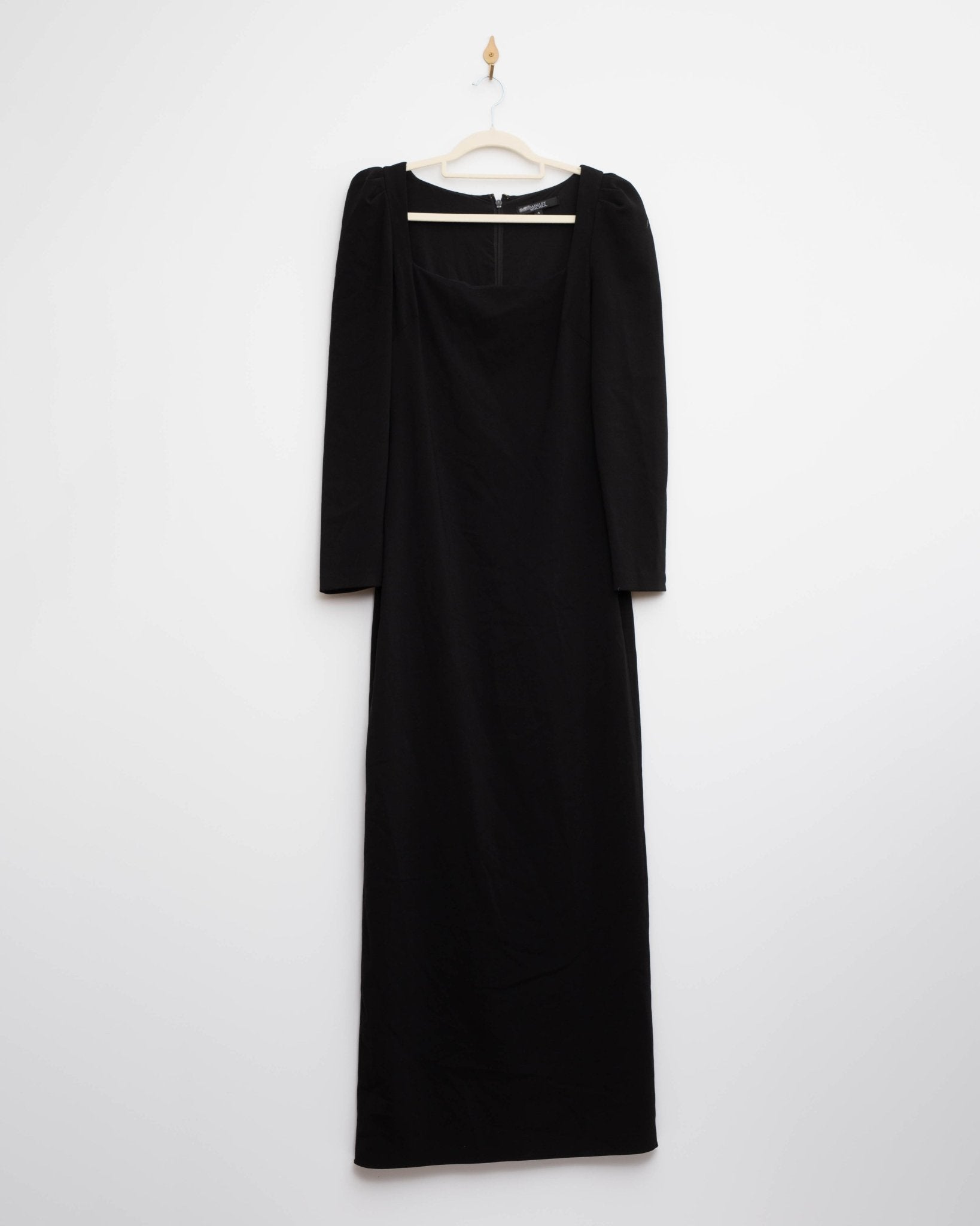 Badgley Mischka Black Puff Sleeves Gown in Black Size 4 - Wind & Song