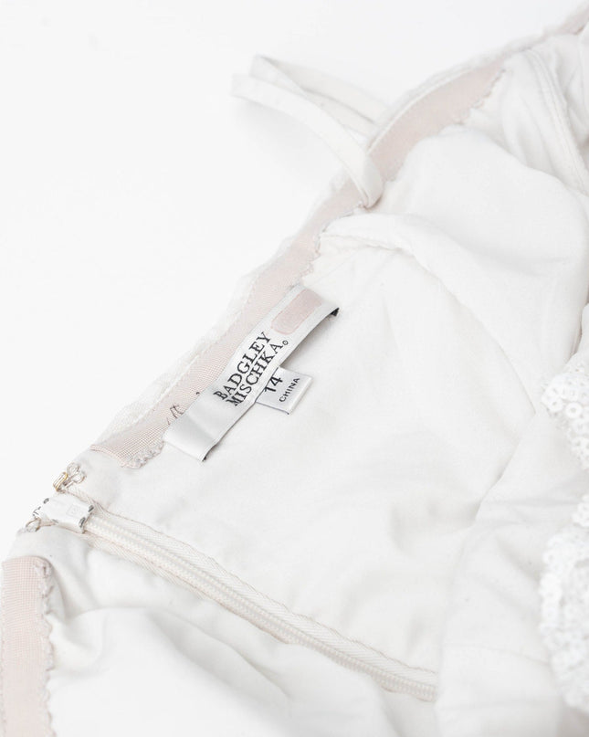 Badgley Mischka Black Velvet with White Rose Bodice Dress - Wind & Song