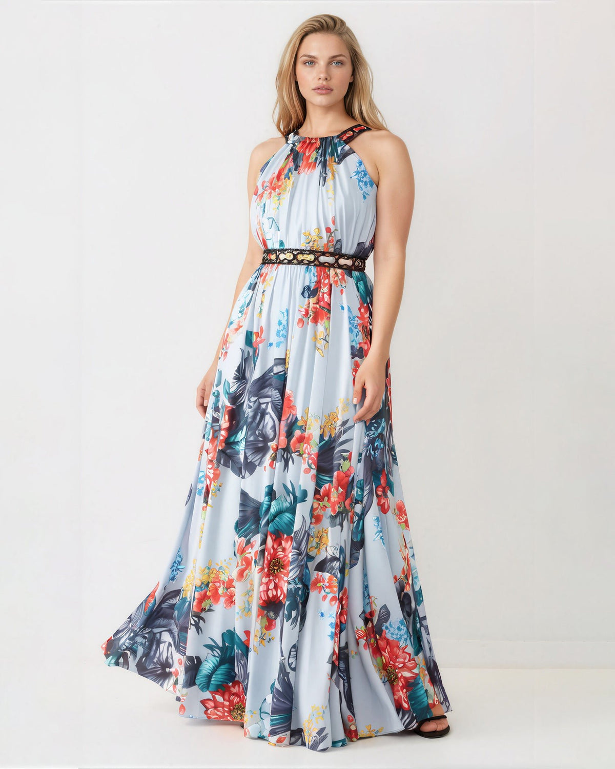 Badgley Mischka Floral Grommet Maxi Gown – Size US 10 - Wind & Song
