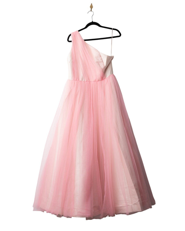 Badgley Mischka Pink One Shoulder Tulle Gown - Wind & Song