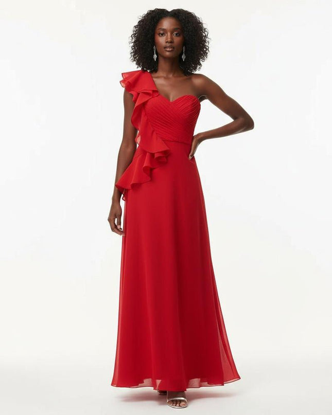 Badgley Mischka Poppy Red Georgette Gown - Wind & Song