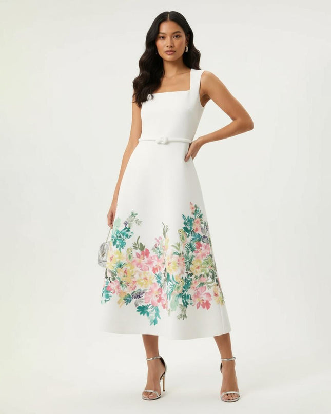 Badgley Mischka Printed Full Skirt Midi Dress - Wind & Song