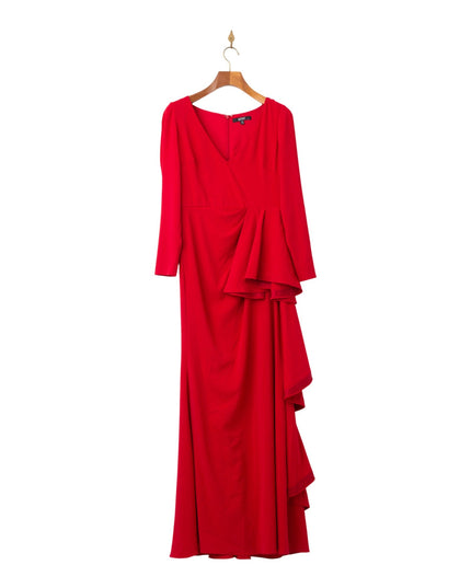 Badgley Mischka Red Front Ruffle Gown - Wind & Song