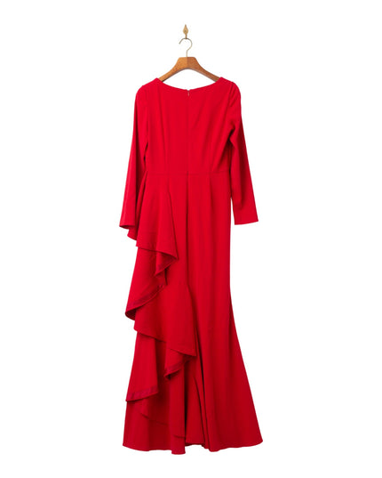 Badgley Mischka Red Front Ruffle Gown - Wind & Song