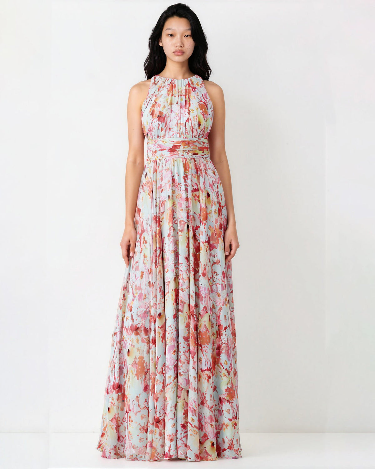 Badgley Mischka Utopia Floral Silk Chiffon Gown – Size US 2 - Wind & Song