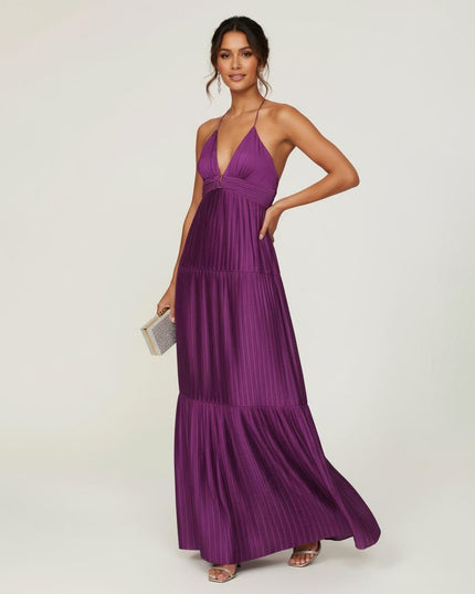 ba&sh Wasta Gown in Purple Satin (Size US 4) - Wind & Song