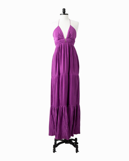 ba&sh Wasta Gown in Purple Satin (Size US 4) - Wind & Song