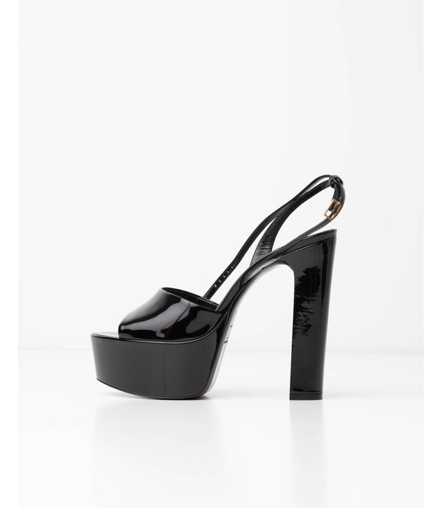 Saint Laurent Jodie Patent Leather Platform Sandals – Black- Size 39 – NWT