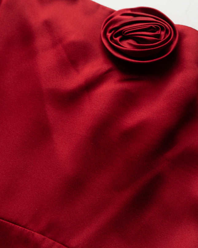 REFORMATION Red Frankie Rosette Sleeveless Silk Maxi Dress