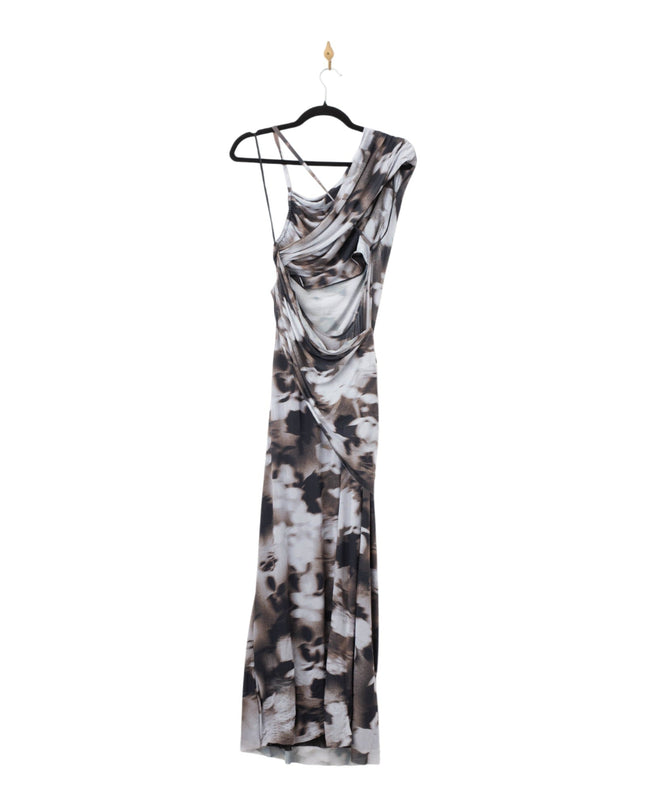 Bec + Bridge Solene Asymmetric Dress in Dark Blurred Floral - Wind & Song