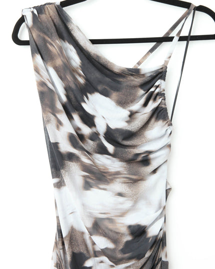 Bec + Bridge Solene Asymmetric Dress in Dark Blurred Floral - Wind & Song
