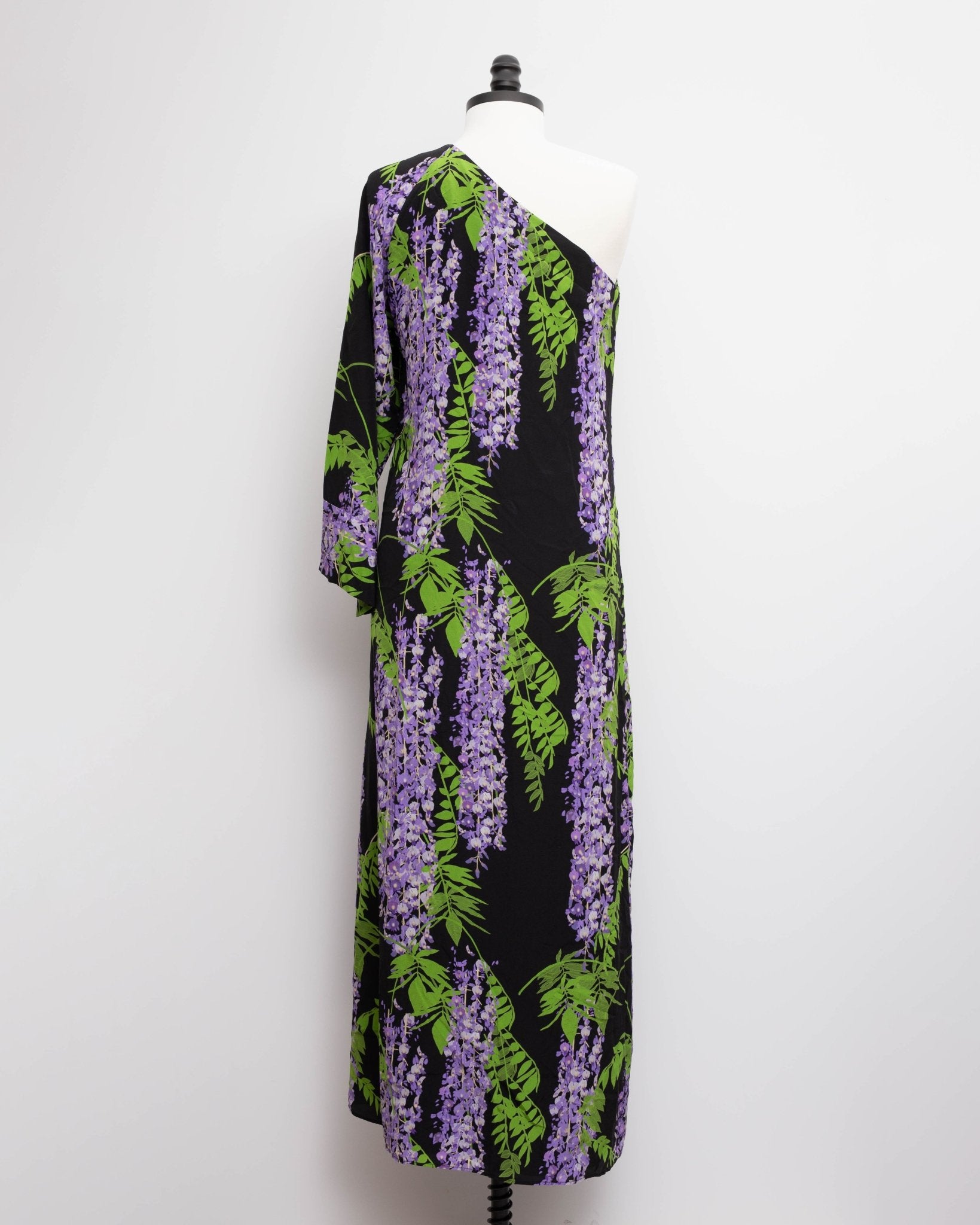 Bernadette Lola Silk Floral One Shoulder Dress Size 38 - Wind & Song