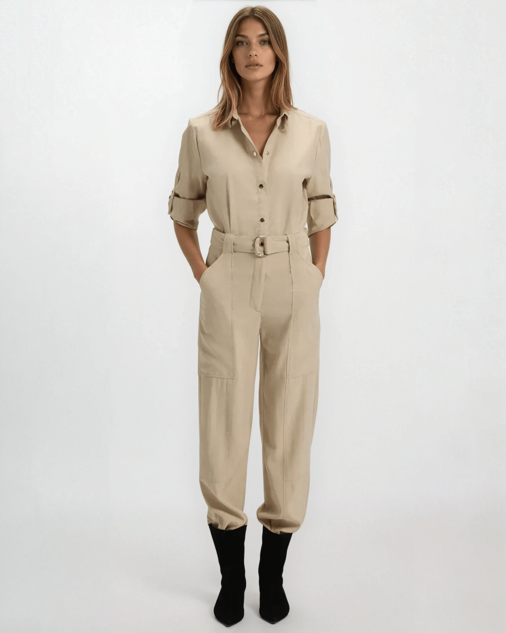 BOSS Belted Jumpsuit with popper placket - Wind & Song