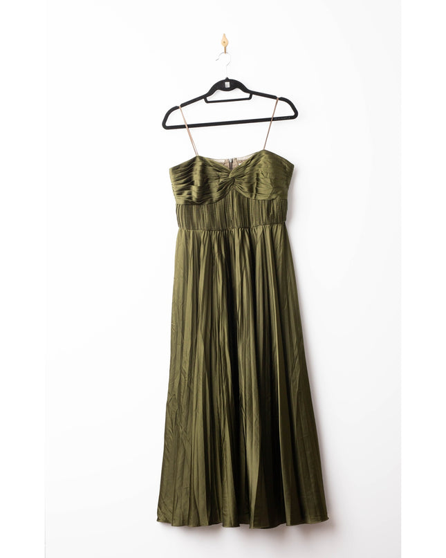 AMUR Green Satin Belle Dress
