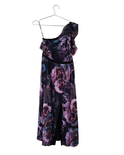 Fuzzi Tulle One Shoulder Purple Flora Gown