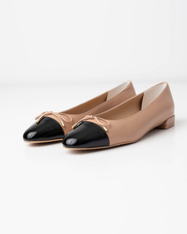 Stuart Weitzman Sleek Bow Leather Ballerina Flats