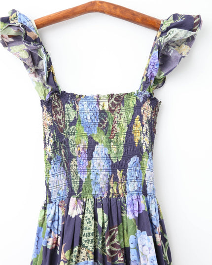 Cara Cara New York Ruby Blue Floral Midi Dress | Size M, Pre - Owned - Wind & Song