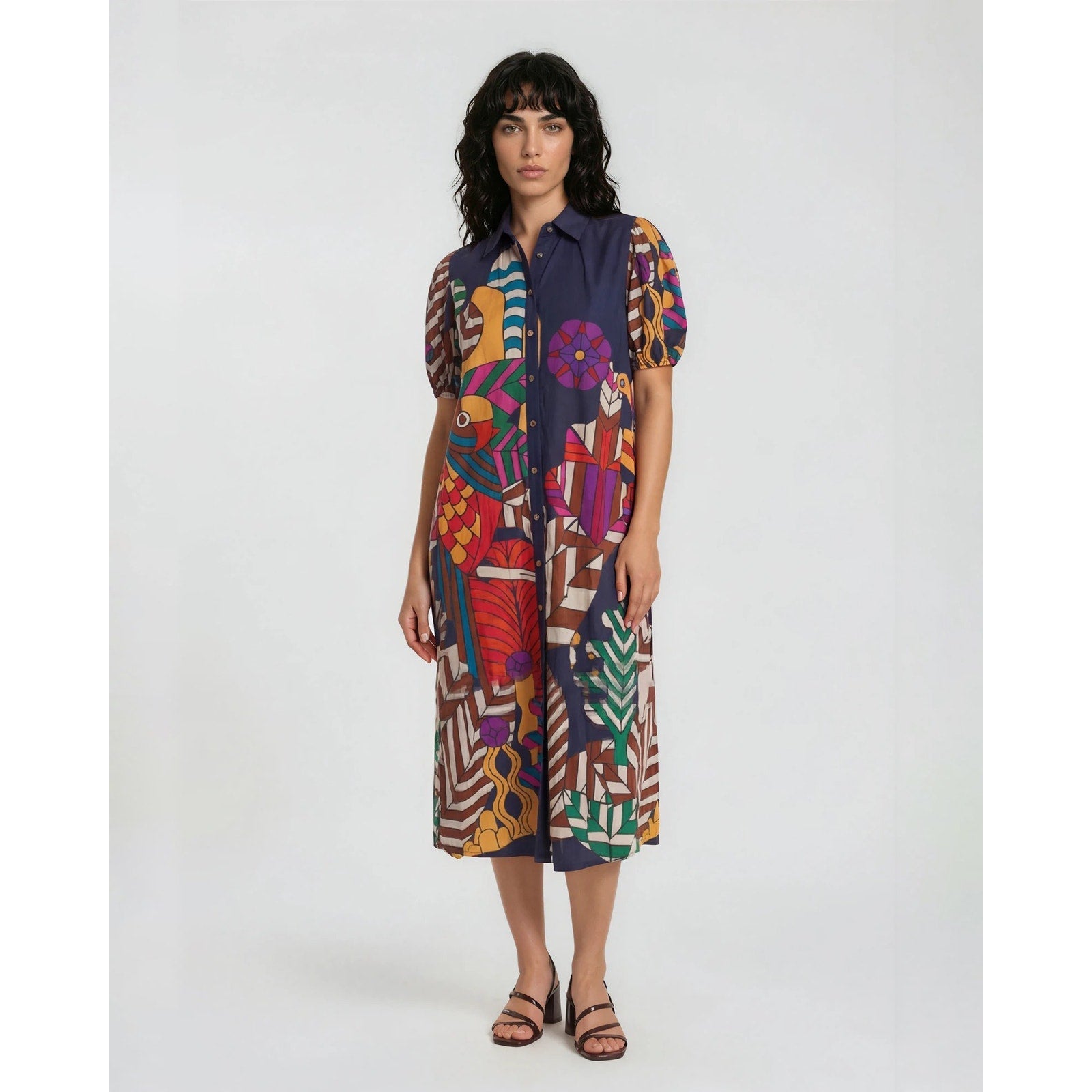 Carolina K Valerie Pleated Kaftan Size S – Multicolor Cotton - Wind & Song