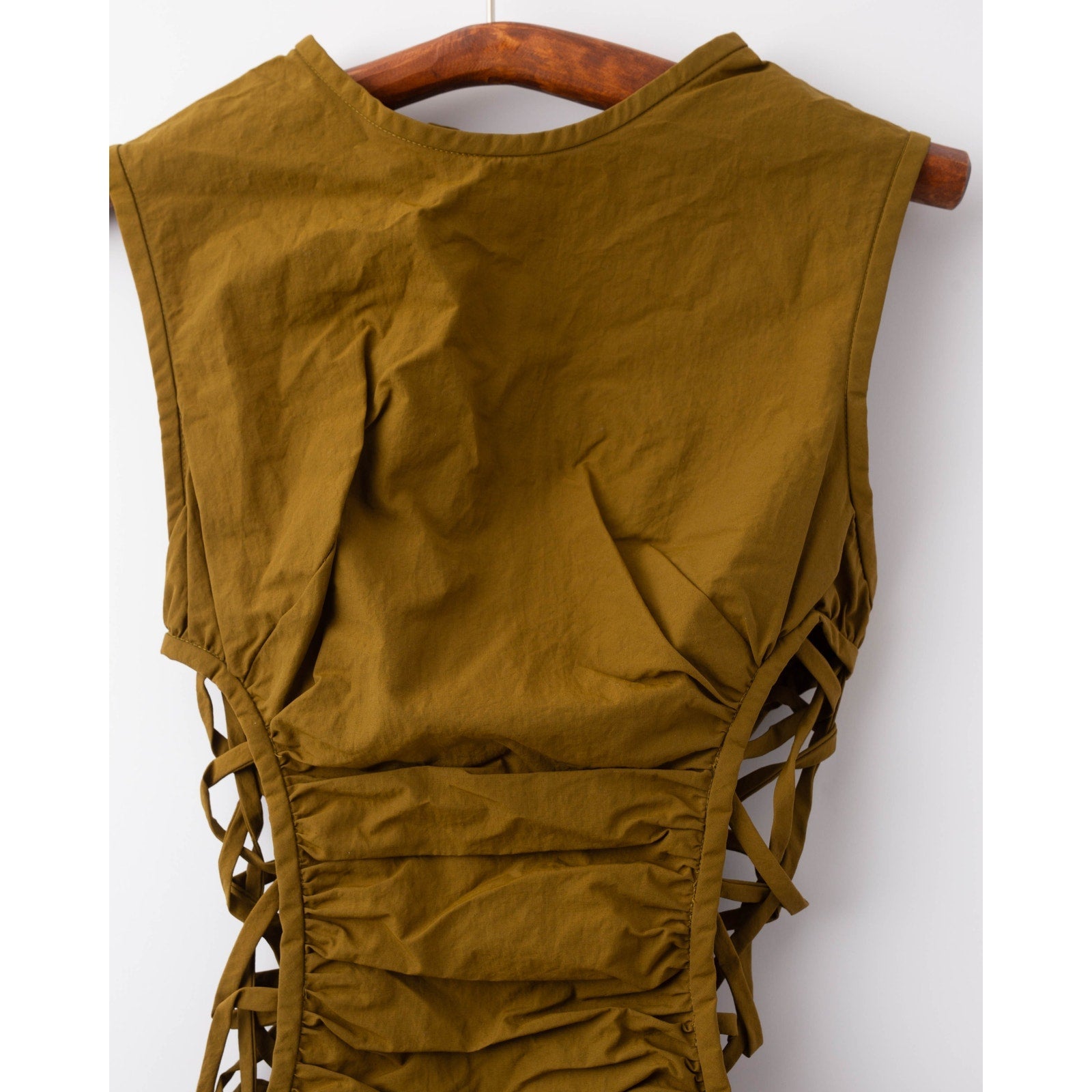 Christopher Esber Ruched Side - Laced Shell Dress – Cutout Midi – Size 6 – NWT - Wind & Song
