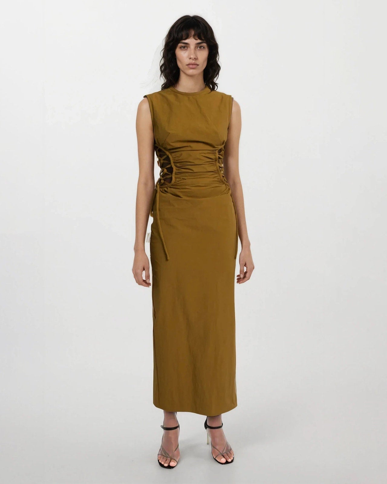 Christopher Esber Ruched Side - Laced Shell Dress – Cutout Midi – Size 6 – NWT - Wind & Song