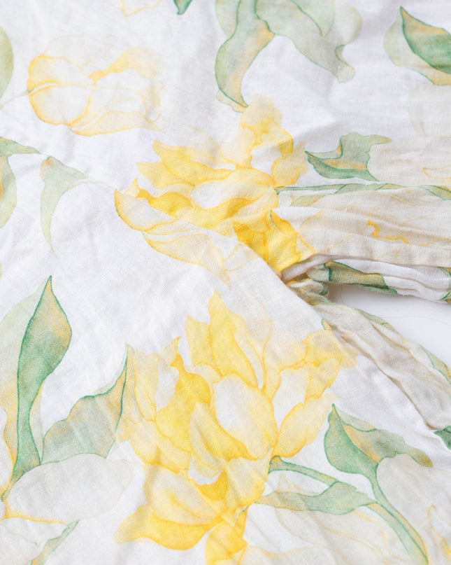 Christy Lynn Marta Yellow Floral Linen Trousers - Wind & Song