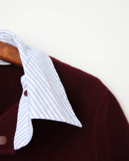 Claudie Pierlot Burgundy Striped Collar Cropped Wool Jacket - Wind & Song