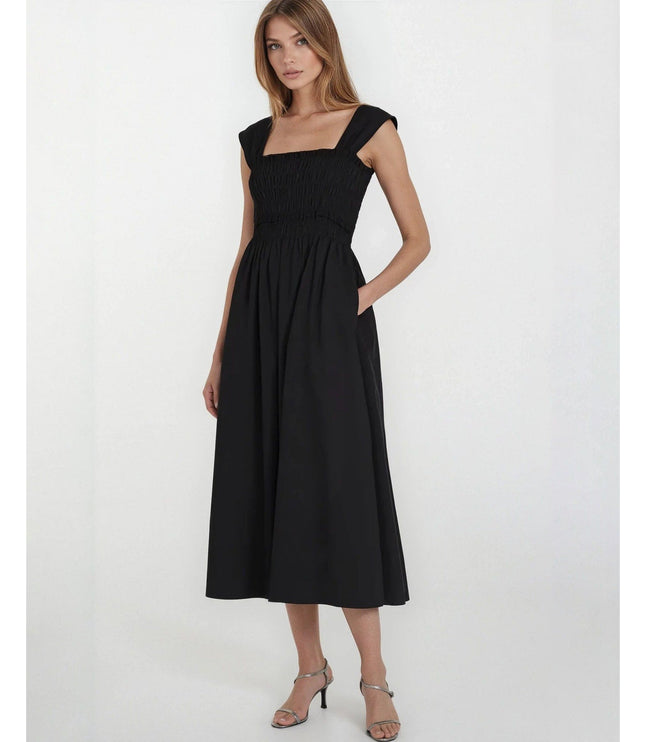 Club Monaco Cotton Smocked Midi Dress Pre - owned - Wind & Song