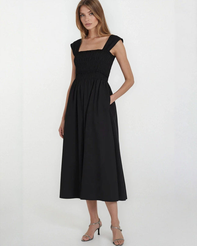 Club Monaco Cotton Smocked Midi Dress Pre - owned - Wind & Song