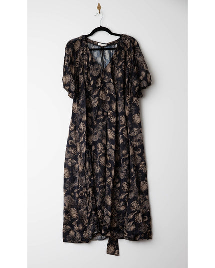 Co Puff Sleeve Black Printed Viscose Dress - Wind & Song