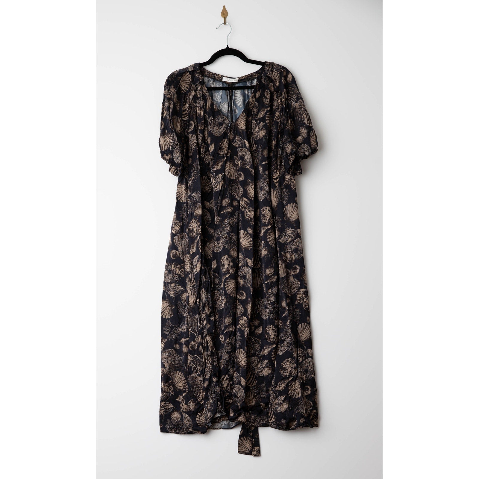 Co Puff Sleeve Black Printed Viscose Dress - Wind & Song