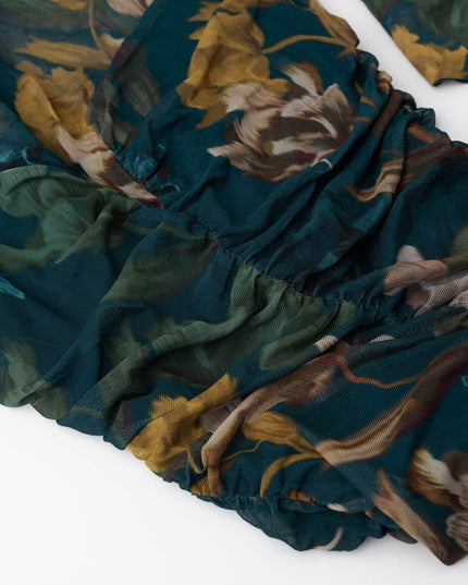 Black Halo Wendy Blue Floral Jersey Gown