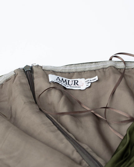 AMUR Green Satin Belle Dress