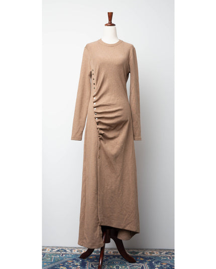 Rabanne Camel Knit Brown Wool Midi Dress