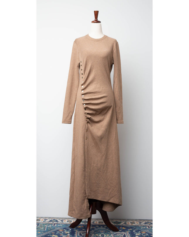 Rabanne Camel Knit Brown Wool Midi Dress
