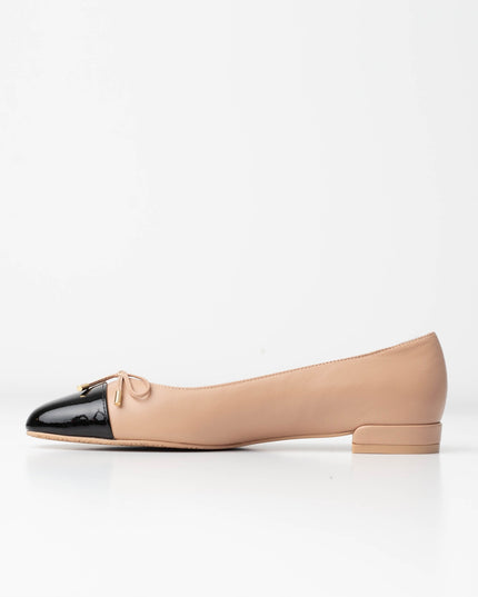 Stuart Weitzman Sleek Bow Leather Ballerina Flats